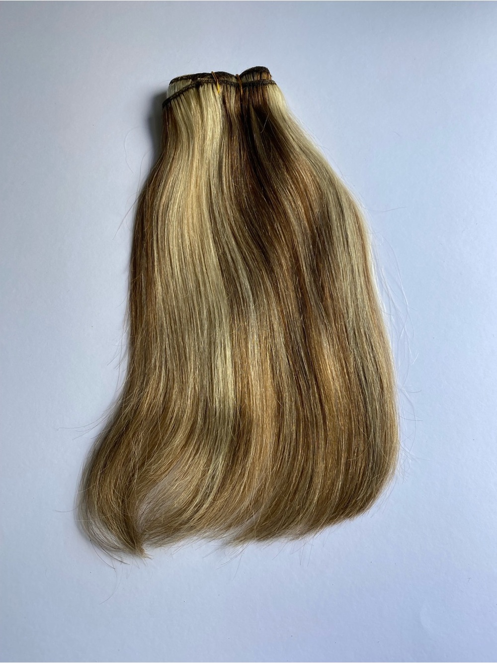 Clip in Extensions Brown to Blonde Highlight Human Hair Double Weft 12” 7Pcs 80g